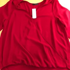 3/4 sleeve red blouse